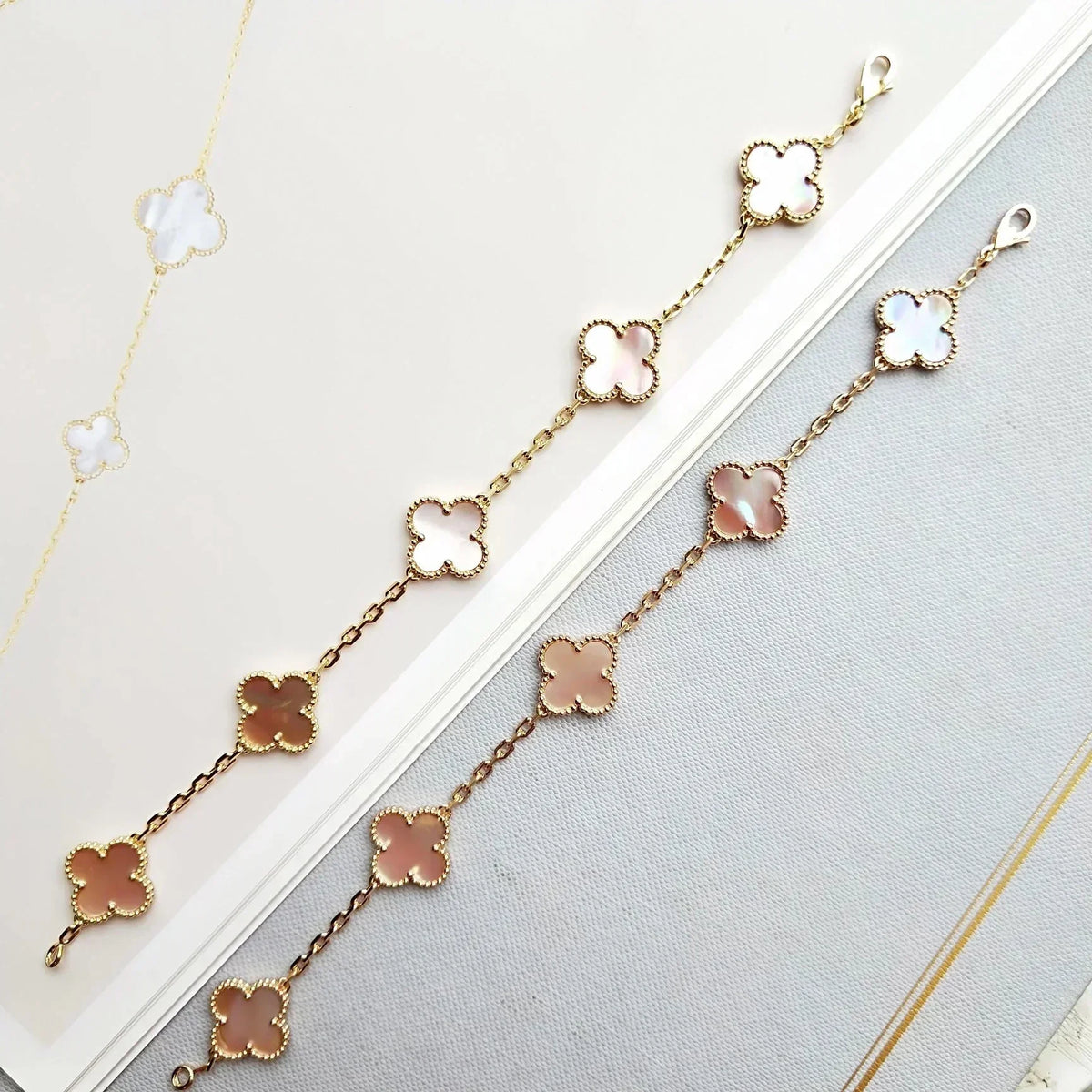[Mystic ]New  CLOVER 5 MOTIFS  PINK MOP BRACELET COLLECTION