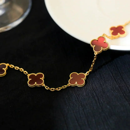 [Mystic ]New  CLOVER 5 MOTIF RED CORNELIAN BRACELET COLLECTION