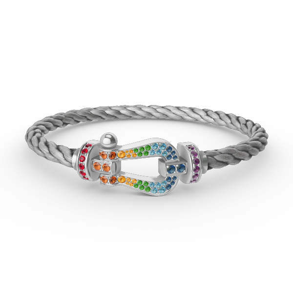 Mystic FORC LARGE HORSESHOE  COLORED DIAMOND BRACELET SILVER