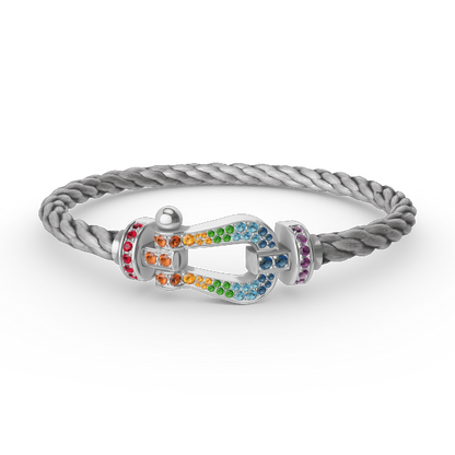 Mystic FORC LARGE HORSESHOE  COLORED DIAMOND BRACELET SILVER