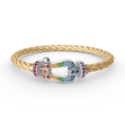 Mystic FORC LARGE HORSESHOE  COLORED DIAMOND BRACELET SILVER