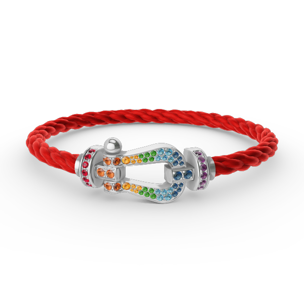 Mystic FORC LARGE HORSESHOE  COLORED DIAMOND BRACELET SILVER