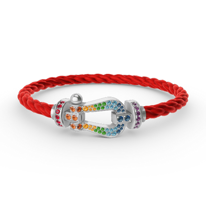 Mystic FORC LARGE HORSESHOE  COLORED DIAMOND BRACELET SILVER