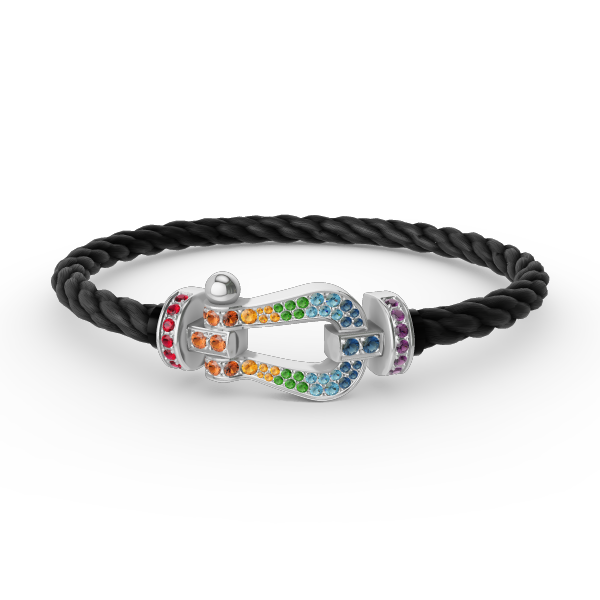 Mystic FORC LARGE HORSESHOE  COLORED DIAMOND BRACELET SILVER