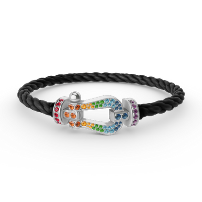 Mystic FORC LARGE HORSESHOE  COLORED DIAMOND BRACELET SILVER