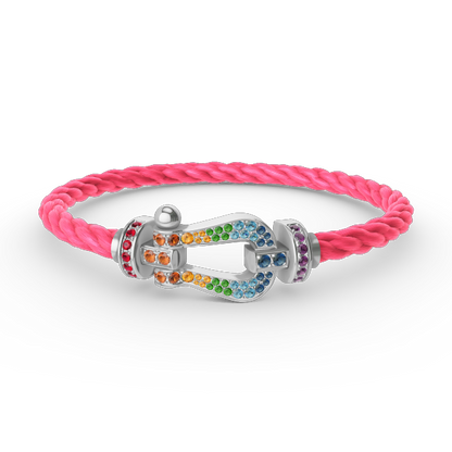 Mystic FORC LARGE HORSESHOE  COLORED DIAMOND BRACELET SILVER