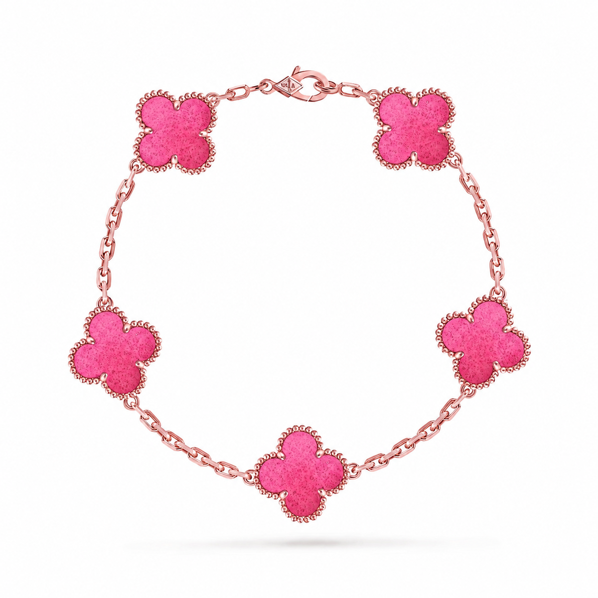 [Mystic]NEW CLOVER 5 MOTIFS PINK ENAMEL BRACELET