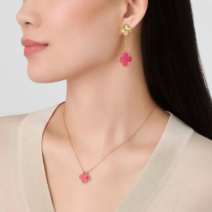 [Mystic] NEW CLOVER 15MM PINK ENAMEL NECKLACE