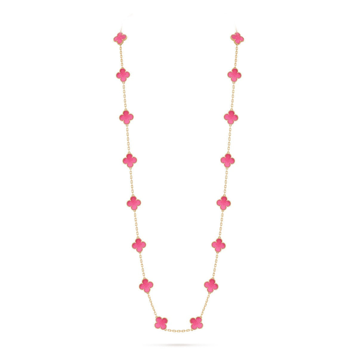 [Mystic] NEW CLOVER 20 MOTIFS PINK ENAMEL NECKLACE