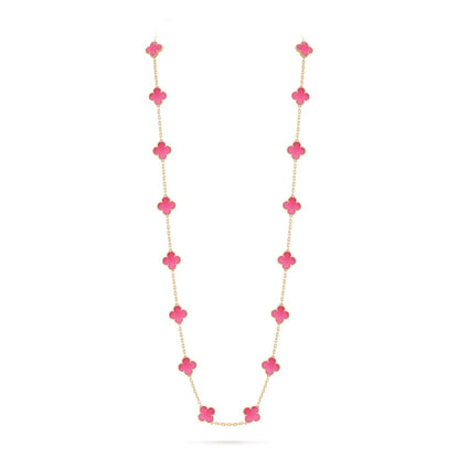 [Mystic] NEW CLOVER 20 MOTIFS PINK ENAMEL NECKLACE