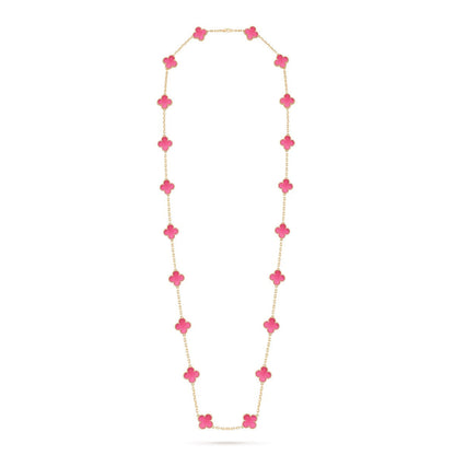 [Mystic] NEW CLOVER 20 MOTIFS PINK ENAMEL NECKLACE