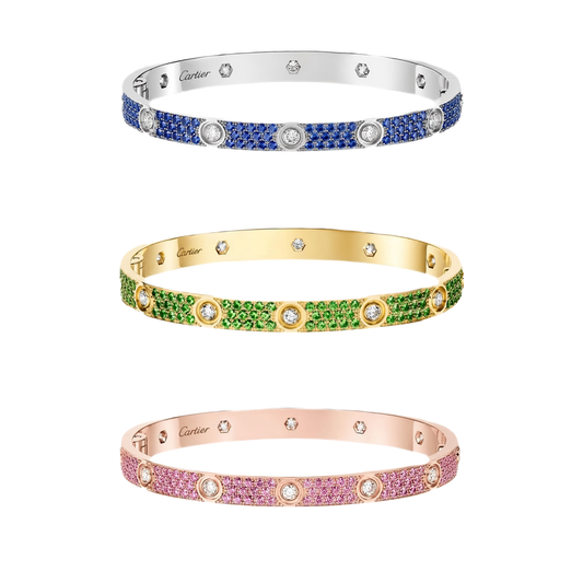 [Mystic ] 2026 PAVE GEMSTONE LOVE BRACELET 6.1MM 10 DIAMONDS