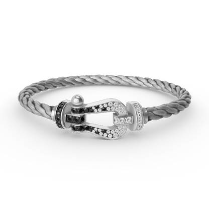 Mystic FORCE LARGE HORSESHOE BLACK WHITE DIAMOND BRACELET SILVER