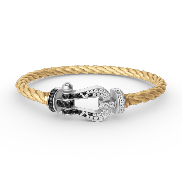 Mystic FORCE LARGE HORSESHOE BLACK WHITE DIAMOND BRACELET SILVER