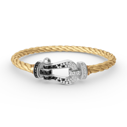 Mystic FORCE LARGE HORSESHOE BLACK WHITE DIAMOND BRACELET SILVER