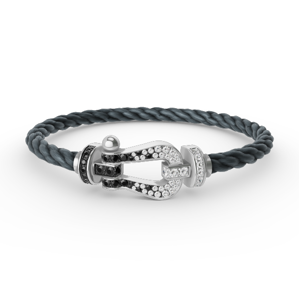 Mystic FORCE LARGE HORSESHOE BLACK WHITE DIAMOND BRACELET SILVER