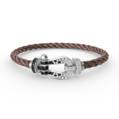 Mystic FORCE LARGE HORSESHOE BLACK WHITE DIAMOND BRACELET SILVER