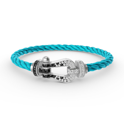 Mystic FORCE LARGE HORSESHOE BLACK WHITE DIAMOND BRACELET SILVER
