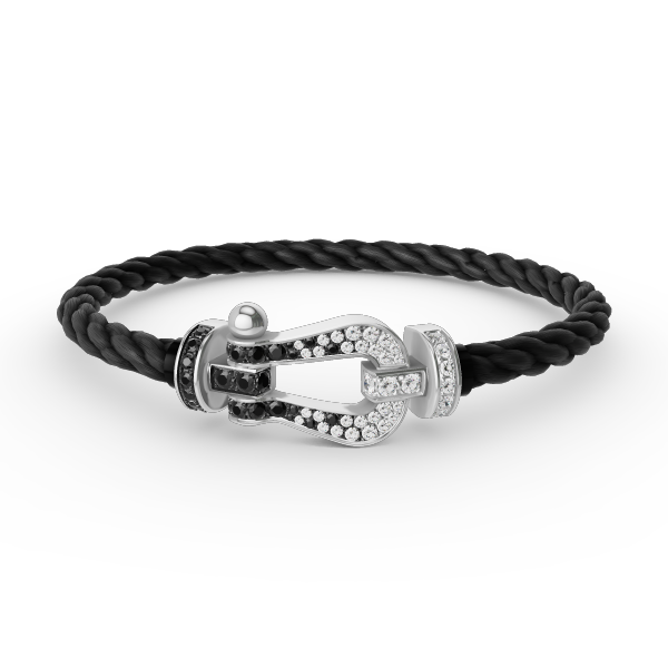 Mystic FORCE LARGE HORSESHOE BLACK WHITE DIAMOND BRACELET SILVER