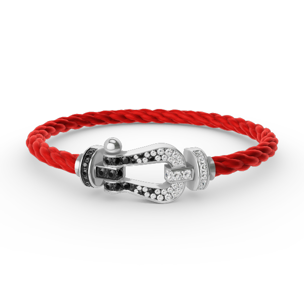 Mystic FORCE LARGE HORSESHOE BLACK WHITE DIAMOND BRACELET SILVER
