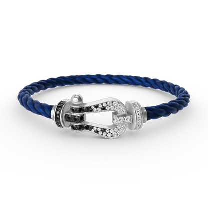 Mystic FORCE LARGE HORSESHOE BLACK WHITE DIAMOND BRACELET SILVER