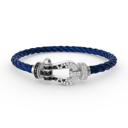Mystic FORCE LARGE HORSESHOE BLACK WHITE DIAMOND BRACELET SILVER