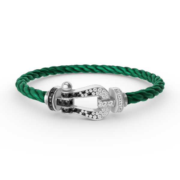 Mystic FORCE LARGE HORSESHOE BLACK WHITE DIAMOND BRACELET SILVER