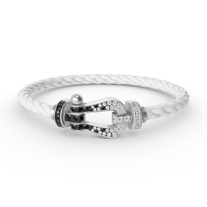 Mystic FORCE LARGE HORSESHOE BLACK WHITE DIAMOND BRACELET SILVER