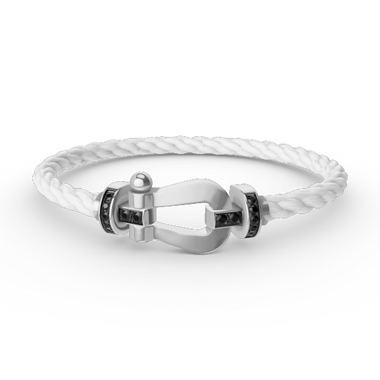 Mystic FORCE LARGE HORSESHOE BLACK DIAMOND BRACELET SILVER