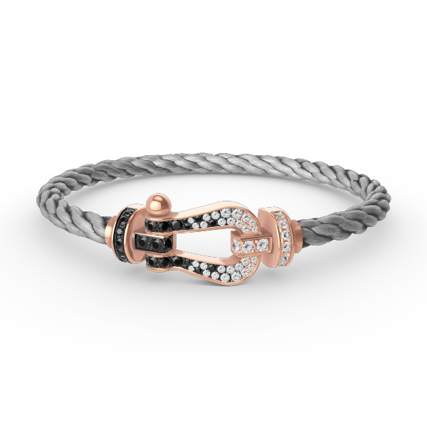 Mystic FORCE LARGE HORSESHOE BLACK WHITE DIAMOND BRACELET ROSE GOLD