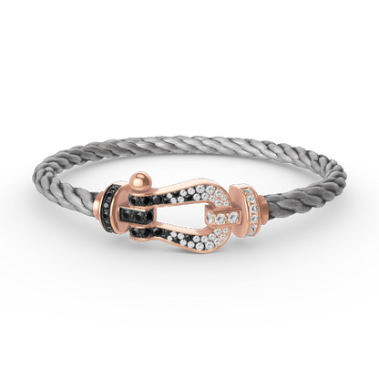 Mystic FORCE LARGE HORSESHOE BLACK WHITE DIAMOND BRACELET ROSE GOLD