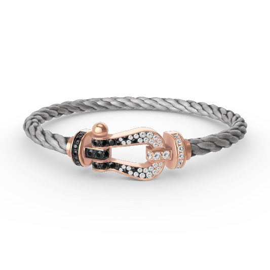 Mystic FORCE LARGE HORSESHOE BLACK WHITE DIAMOND BRACELET ROSE GOLD