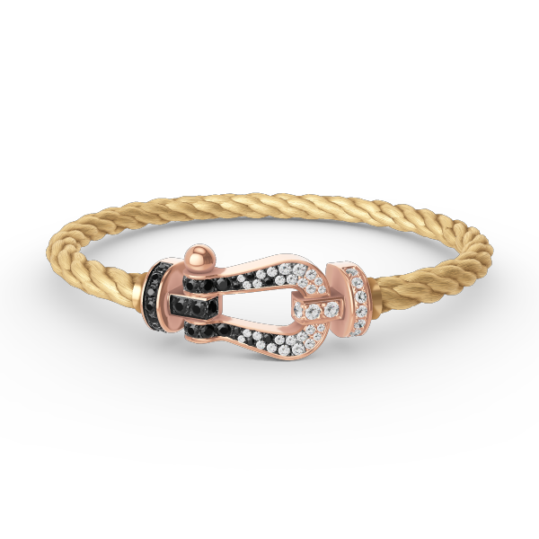 Mystic FORCE LARGE HORSESHOE BLACK WHITE DIAMOND BRACELET ROSE GOLD