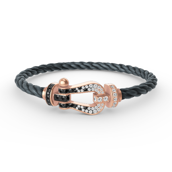 Mystic FORCE LARGE HORSESHOE BLACK WHITE DIAMOND BRACELET ROSE GOLD