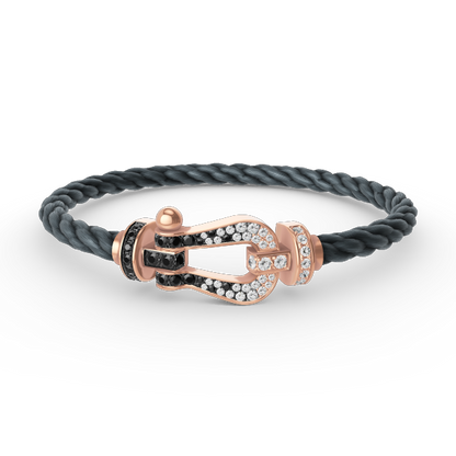 Mystic FORCE LARGE HORSESHOE BLACK WHITE DIAMOND BRACELET ROSE GOLD