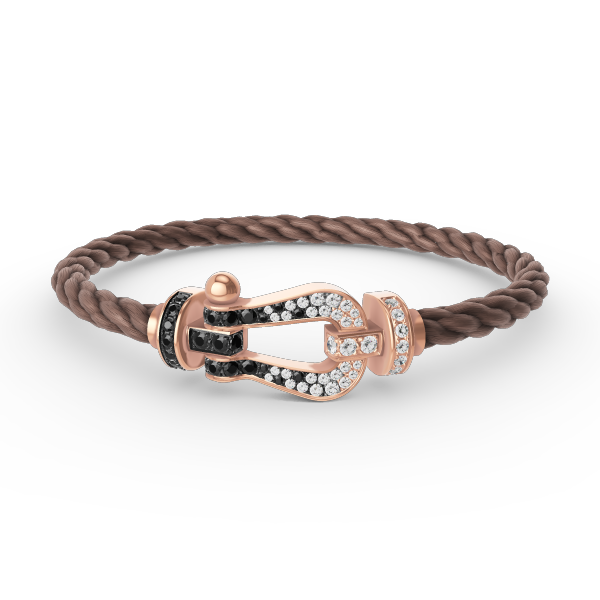 Mystic FORCE LARGE HORSESHOE BLACK WHITE DIAMOND BRACELET ROSE GOLD