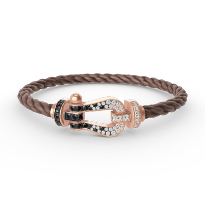 Mystic FORCE LARGE HORSESHOE BLACK WHITE DIAMOND BRACELET ROSE GOLD
