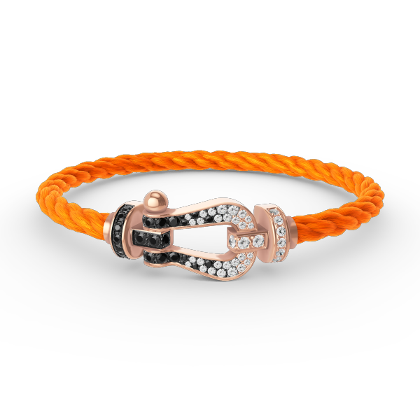 Mystic FORCE LARGE HORSESHOE BLACK WHITE DIAMOND BRACELET ROSE GOLD