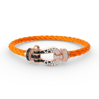 Mystic FORCE LARGE HORSESHOE BLACK WHITE DIAMOND BRACELET ROSE GOLD