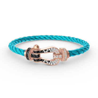 Mystic FORCE LARGE HORSESHOE BLACK WHITE DIAMOND BRACELET ROSE GOLD