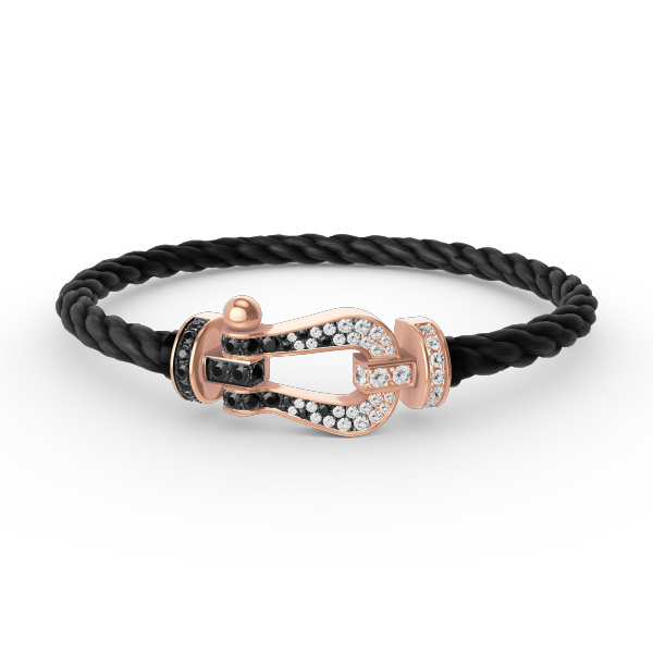 Mystic FORCE LARGE HORSESHOE BLACK WHITE DIAMOND BRACELET ROSE GOLD