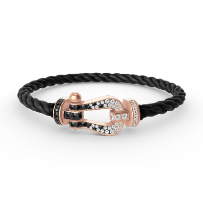 Mystic FORCE LARGE HORSESHOE BLACK WHITE DIAMOND BRACELET ROSE GOLD