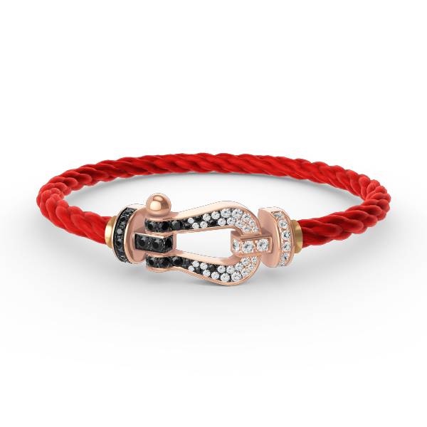 Mystic FORCE LARGE HORSESHOE BLACK WHITE DIAMOND BRACELET ROSE GOLD