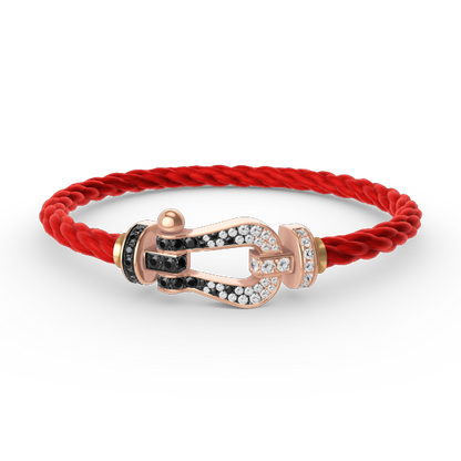 Mystic FORCE LARGE HORSESHOE BLACK WHITE DIAMOND BRACELET ROSE GOLD