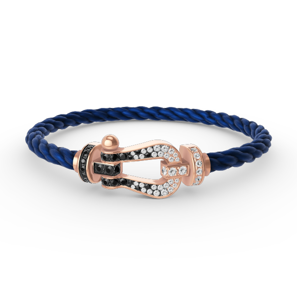 Mystic FORCE LARGE HORSESHOE BLACK WHITE DIAMOND BRACELET ROSE GOLD