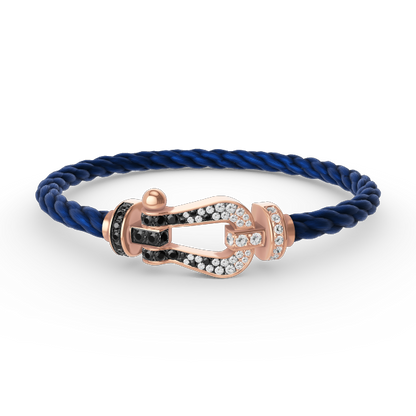 Mystic FORCE LARGE HORSESHOE BLACK WHITE DIAMOND BRACELET ROSE GOLD