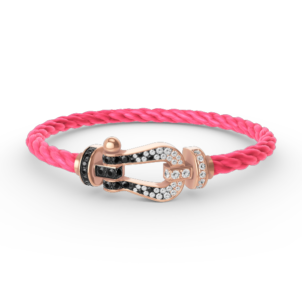 Mystic FORCE LARGE HORSESHOE BLACK WHITE DIAMOND BRACELET ROSE GOLD
