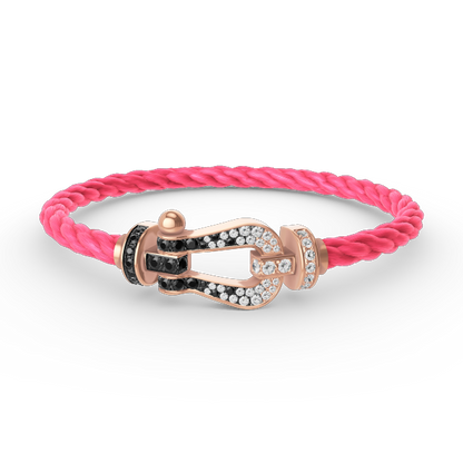 Mystic FORCE LARGE HORSESHOE BLACK WHITE DIAMOND BRACELET ROSE GOLD