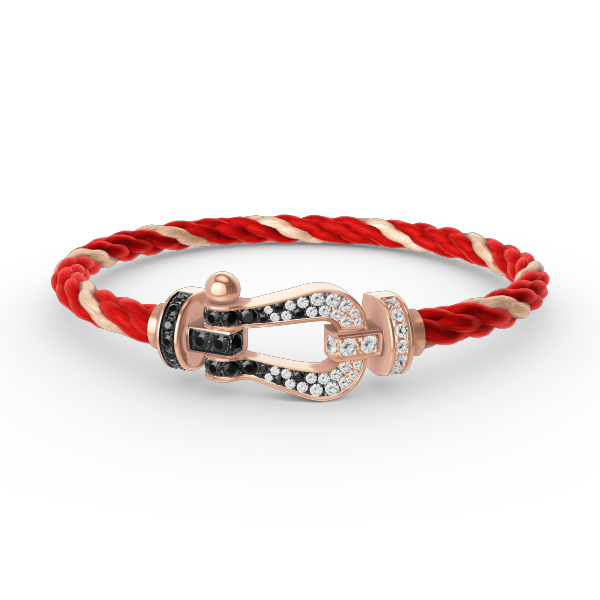 Mystic FORCE LARGE HORSESHOE BLACK WHITE DIAMOND BRACELET ROSE GOLD