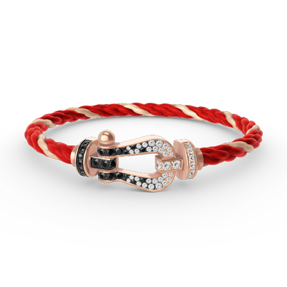 Mystic FORCE LARGE HORSESHOE BLACK WHITE DIAMOND BRACELET ROSE GOLD